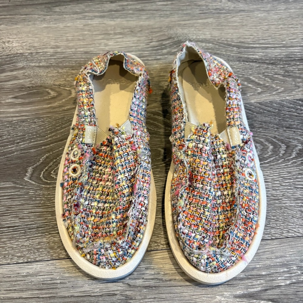 Sanuk Donna Tweed Chill Multicolor Tweed Slip On Loafers Women’s Size 5